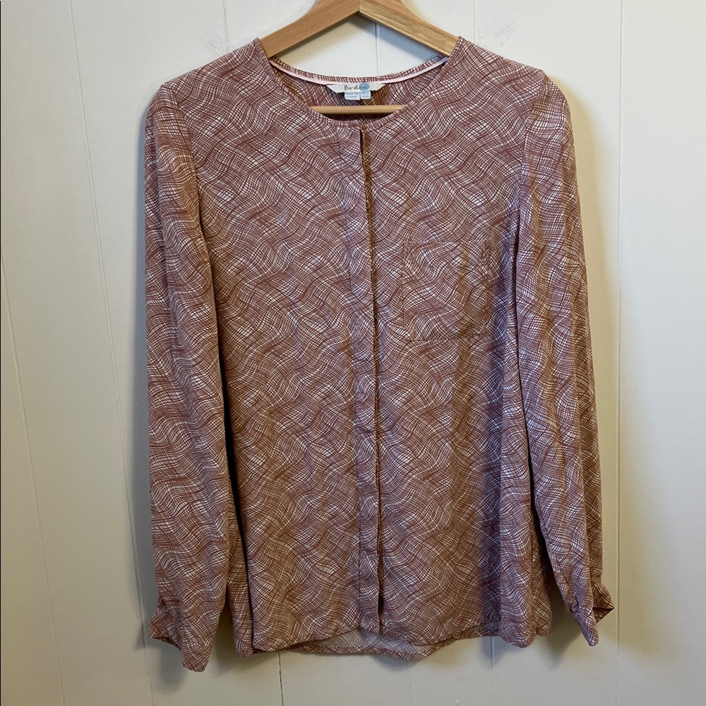 Boden Gwyneth Pink Cream Wavy Stripe Printed Button Up Long Sleeve Blouse Top 8 - Picture 2 of 14
